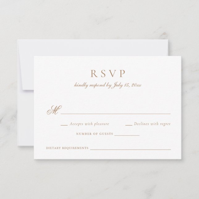 Convites RSVP de Casamento Dourado do Script de Caligrafia  (Frente)
