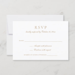 Convites RSVP de Casamento Dourado do Script de Caligrafia 
