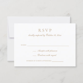 Convites RSVP de Casamento Dourado do Script de Caligrafia 