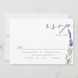 Convites RSVP de Casamento Elegante de Aquarela da lavanda 