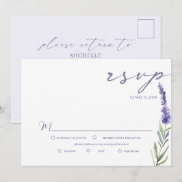 Convites RSVP de Casamento Elegante de Aquarela da lavanda