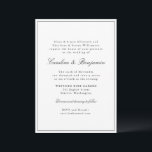 Convites RSVP de Casamento Elegante de Script de Fronteira<br><div class="desc">Convite para Casamento Elegante de Script Clássico Tradicional de Na moda com Limite Estreito em Detalhes de RSVP em Preto e Online</div>