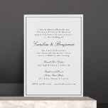 Convites RSVP de Casamento Elegante de Script de Fronteira<br><div class="desc">Convite para Casamento Elegante de Script Tradicional Formal com Limite Estreito em Preto e Detalhes de RSVP Online</div>