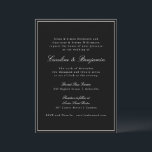 Convites RSVP de Casamento Elegante de Script Preto Clássic<br><div class="desc">Convite para Casamento Elegante de Script Clássico Tradicional Formal com Texto Branco em Plano de Fundo Negro,  Borda Estreita e Detalhes de RSVP Online</div>