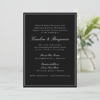 RSVP de Casamento Elegante de Script Preto Clássic