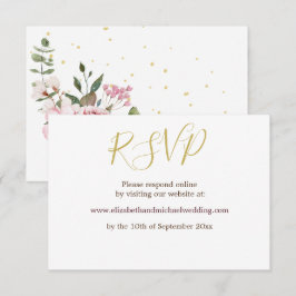 Convites RSVP de casamento elegante rosa floral