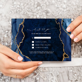 Convites RSVP de casamento em mármore naval e ágata dourada