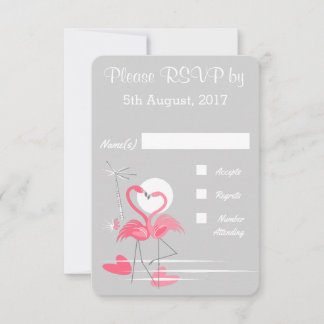 Convites RSVP de Casamento Flamingo Love