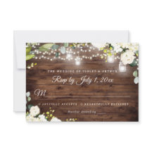 RSVP de Casamento Floral das Luzes de String Rusti
