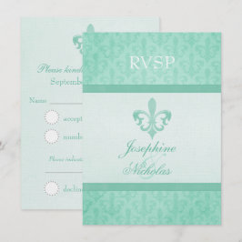 Convites RSVP de casamento formal em verde menta Fleur De L