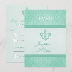 Convites RSVP de casamento formal em verde menta Fleur De L