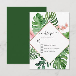 Convites RSVP de Casamento Geométrico com Aquarela de Palme