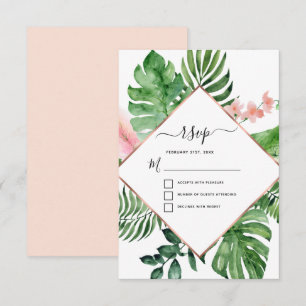 Convites RSVP de Casamento Geométrico com Aquarela de Palme