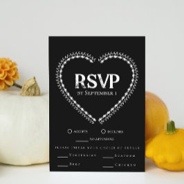 Convites RSVP de Casamento Gótico Minimalista Preto e Branc