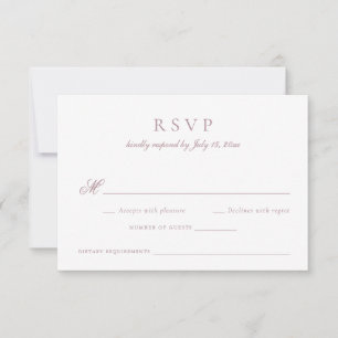 Convites RSVP de Casamento Mauve do Script de Caligrafia El