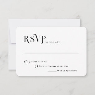 Convites RSVP de Casamento Moderno Chic Preto e Branco do T
