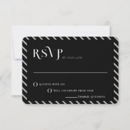 Convites RSVP de Casamento Moderno de Linha Branca e Preta