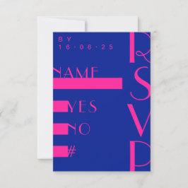 Convites RSVP de Casamento Moderno de Trendy Rosa Quente El