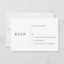 RSVP de Casamento Moderno Mínimo Branco do Pastel 