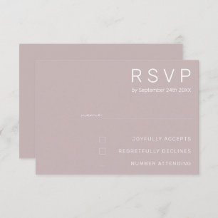 Convites RSVP de Casamento Moderno Mínimo Rosa Silver Elega