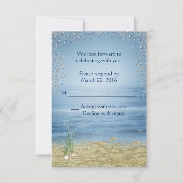 Convites RSVP de Casamento na Praia Tropical (Frente)