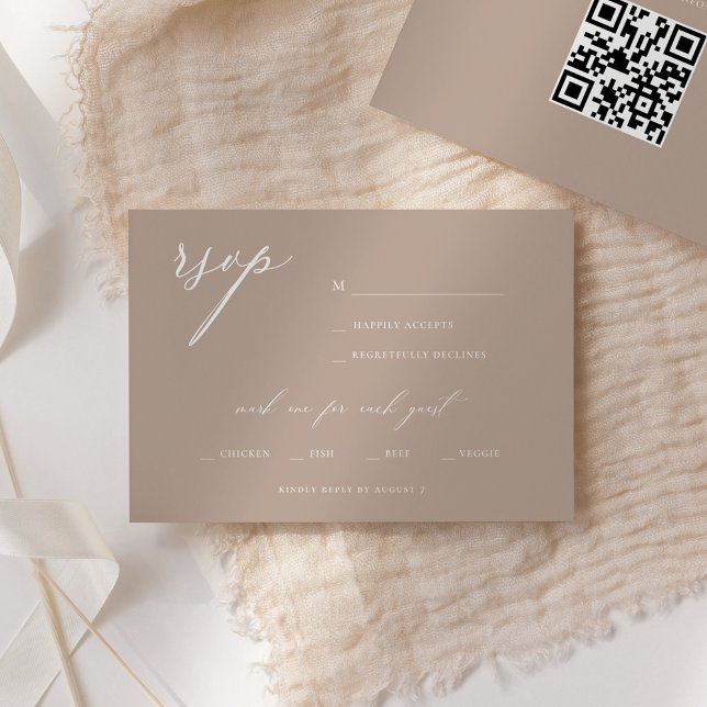 Convites RSVP de Casamento Oleícola de Script Elegante Mode (Criador carregado)