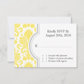 Convites RSVP de Casamento Personalizado do Damasco Amarelo
