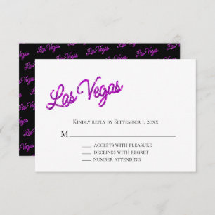 Convites RSVP de Casamento Purple Las Vegas Sparkles