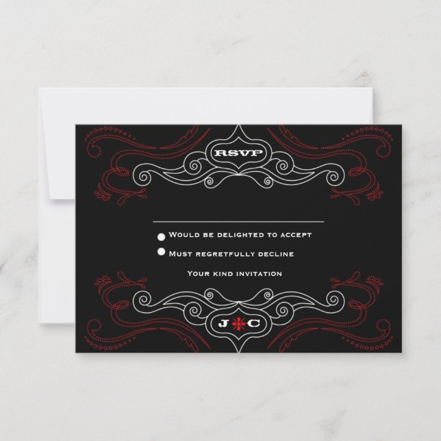 Convites RSVP de Casamento Roll do Red & Black Rock 'n' (Frente)
