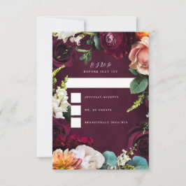 Convites RSVP de Casamento Rosa Ranunculus da Burgundy