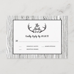 Convites RSVP de Casamento Rustic Wood Antler