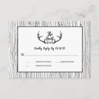 RSVP de Casamento Rústico de Antler Wood Wood