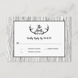 Convites RSVP de Casamento Rústico de Antler Wood Wood
