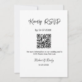 Convites RSVP de casamento simples código QR simples