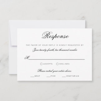 Convites RSVP de Casamento Tradicional de Script Clássico E