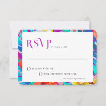 RSVP de Casamento Tropical de Verão da Fuchsia