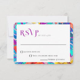 Convites RSVP de Casamento Tropical de Verão da Fuchsia