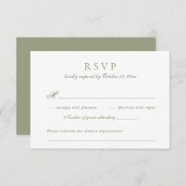 Convites RSVP de Casamento Verde Sage, Script Elegante Mode