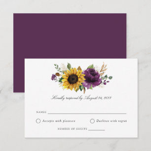 Convites RSVP de Casamento Violeta Violeta Roxo