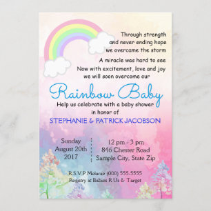 Convites RSVP de Chá de fraldas Personalizado do Rainbow