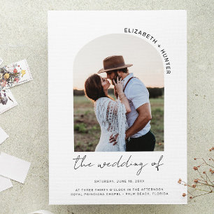 Convites RSVP de Código QR de Casamento de Foto de Arch Min