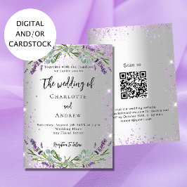 Convites RSVP de código QR de eucalipto prateado da lavanda