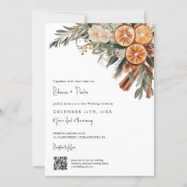 Convites RSVP de código Qr do Casamento no inverno Boho tud