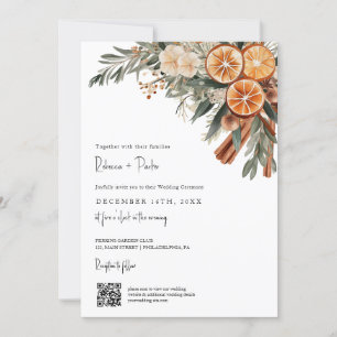 Convites RSVP de código Qr do Casamento no inverno Boho tud