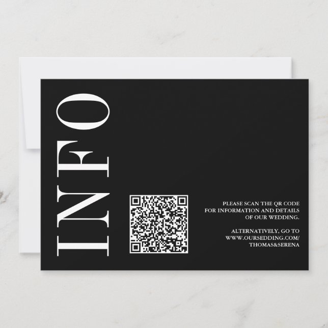 Convites RSVP de código QR monocromático preto e branco (Frente)