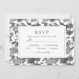 Convites RSVP de Depósito Preto de Toile Elegante Vintage