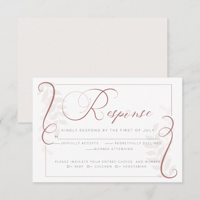 Convites RSVP de Escolha de Média | Caiena e Blush (Frente/Verso)