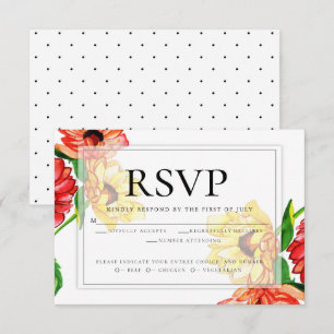Convites RSVP de Escolha de Refeições  Floral Amarelo