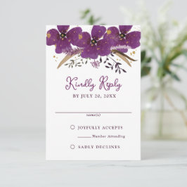 Convites RSVP de Flores de Água Púrpura