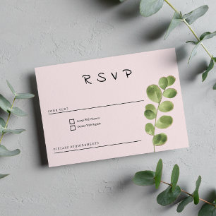 Convites RSVP de folha de eucalipto, cor-de-rosa, do Pastel